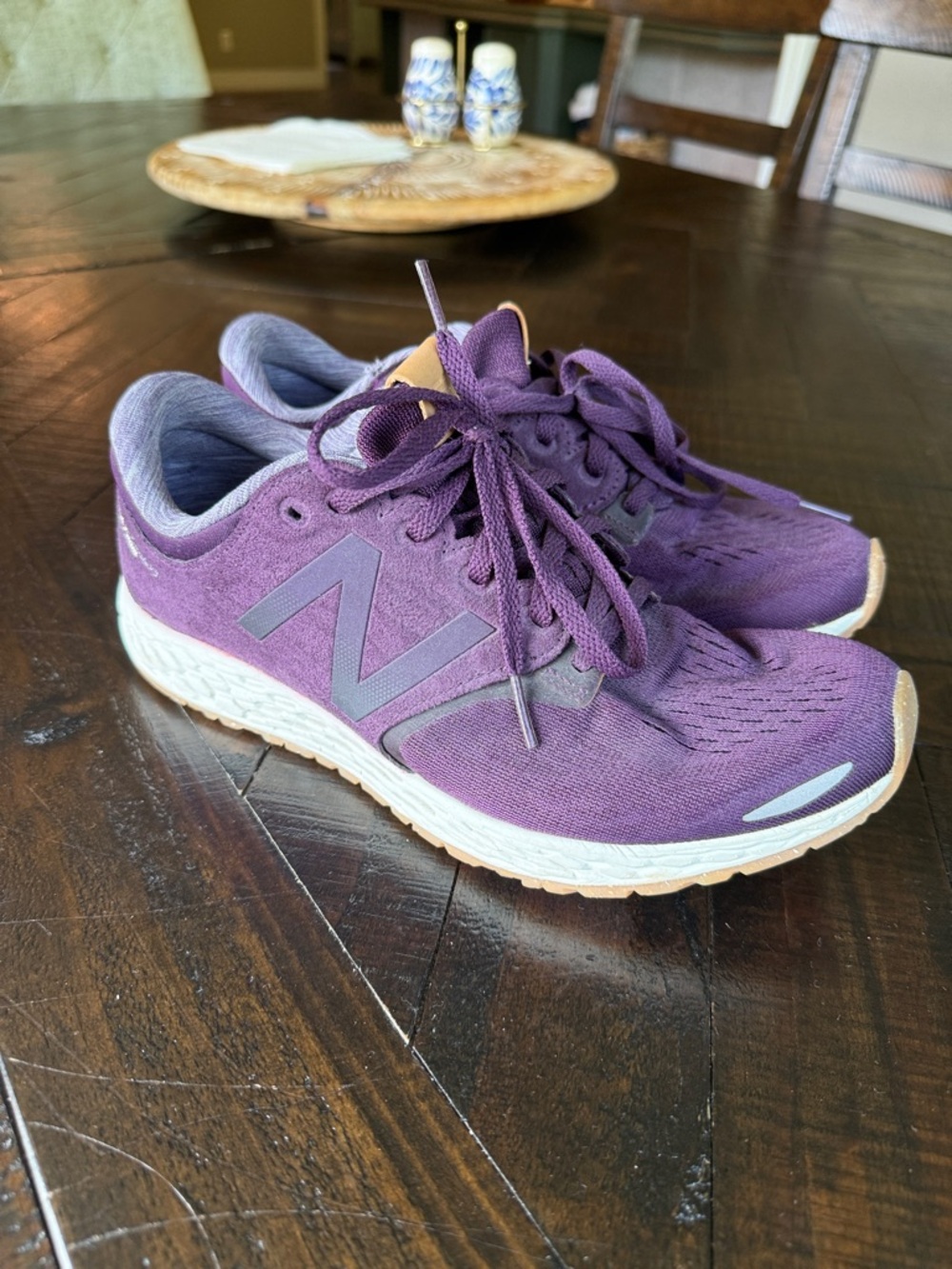 New Balance Women's Plum Athletic Sneakers with Tan Trim